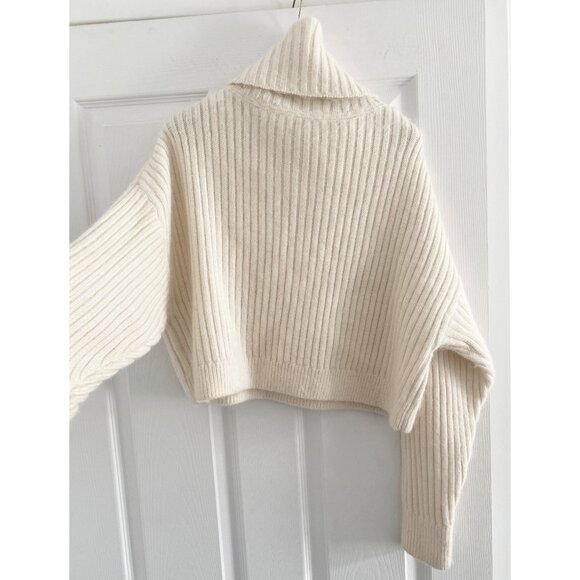 3.1 PHILLIP LIM Ivory Cropped Mohair Turtleneck, size Medium - Picture 8 of 10